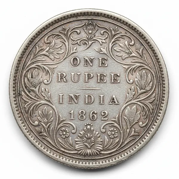 Silver-Plated_One_Rupee_1862_Victoria_Queen_British_India_Old_Coin