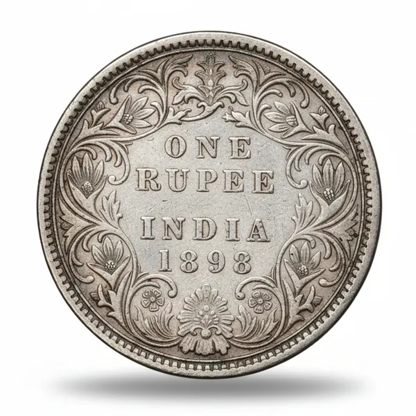 Silver-Plated_One_Rupee_1898_Victoria_Queen_British_India_Old_Coin