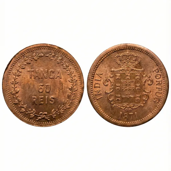 1_Tanga_60_Reis_1871_Portuguese_India_Old_Copper_Coin