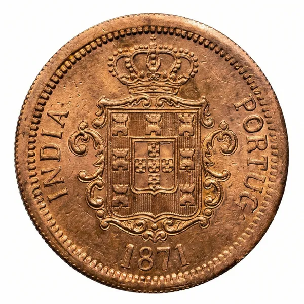 1_Tanga_60_Reis_1871_Portuguese_India_Old_Copper_Coin
