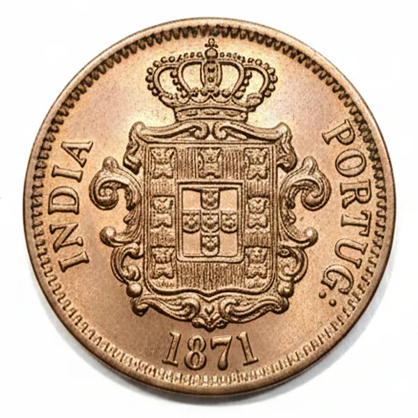 1/2_Tanga_3_Reis_1871_Portuguese_India_Old_Copper_Coin