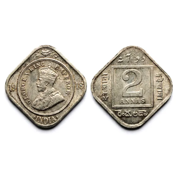 2_Annas_1918_King_George_V_British_India_Old_Fancy_Coin
