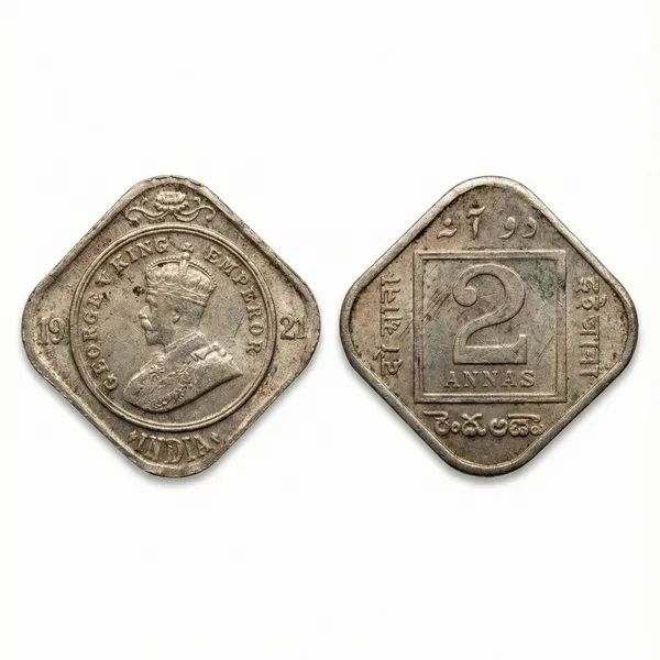 2_Annas_1921_King_George_V_British_India_Old_Fancy_Coin
