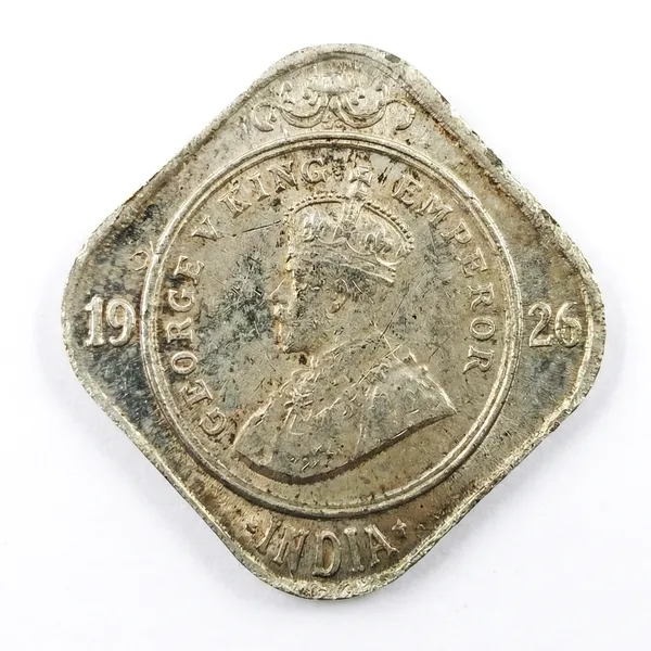 2_Annas_1926_King_George_V_British_India_Old_Fancy_Coin
