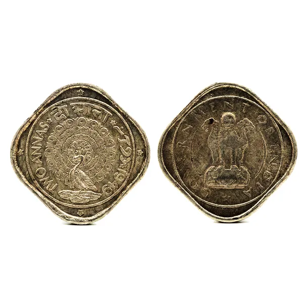 2_Annas_1949_Standing_Peacock_India_Old_Pattern_Fancy_Coin