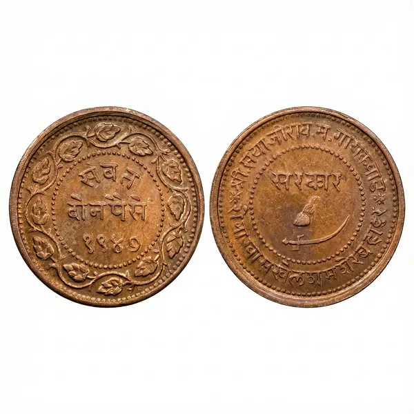 2_Paisa_1940-1950_Sayaji_Rao_Iii_Baroda_State_India_Copper_Old_Coin