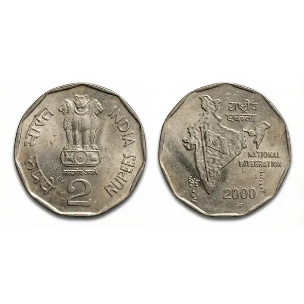 2_Coins_Of_2_Rupees_2000_Moscow_Mint_Rare_India_Old_Gem_Coin