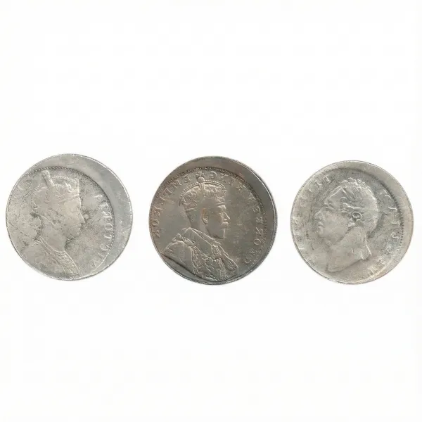 Plated_3_Coins_Of_Brockage_Error_1_Rupee_British_India_Old_Coin