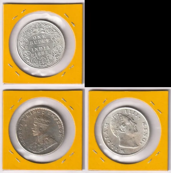 Plated_3_Coins_Of_Brockage_Error_1_Rupee_British_India_Old_Coin