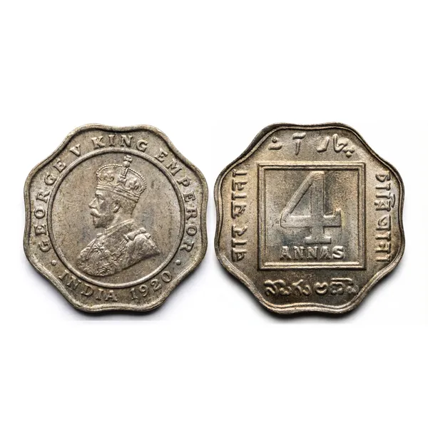 4_Anna_1920_King_George_V_British_India_Old_Coin