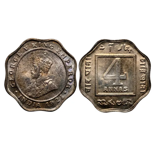 4_Anna_1921_King_George_V_British_India_Old_Coin
