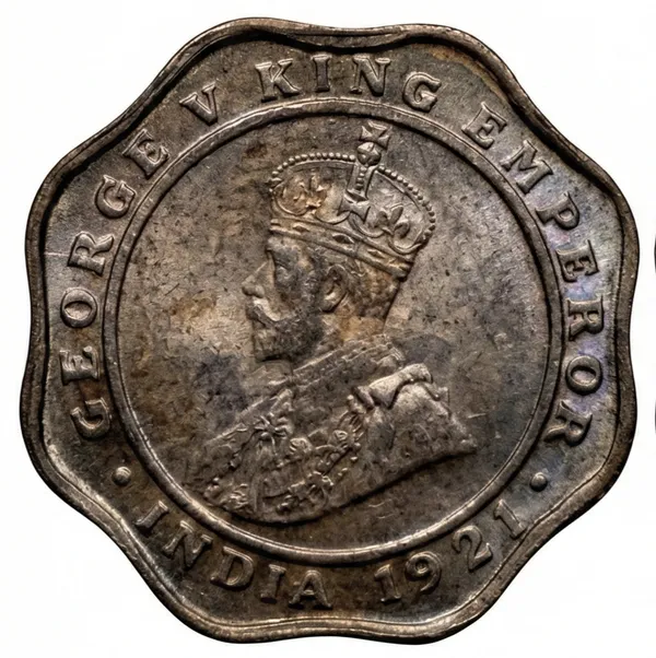 4_Anna_1921_King_George_V_British_India_Old_Coin