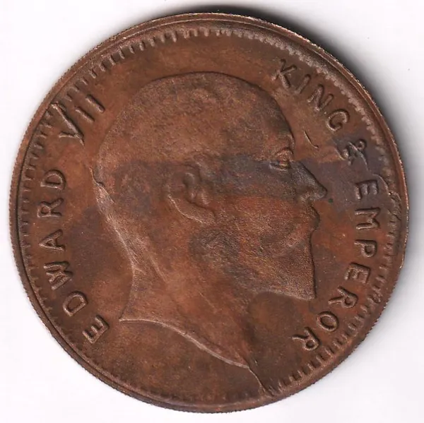 50_Grams_1_Anna_1818_King_Edward_7Th_India_Copper_Old_Coin