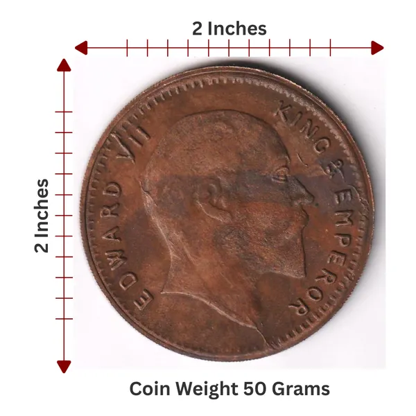 50_Grams_1_Anna_1818_King_Edward_7Th_India_Copper_Old_Coin