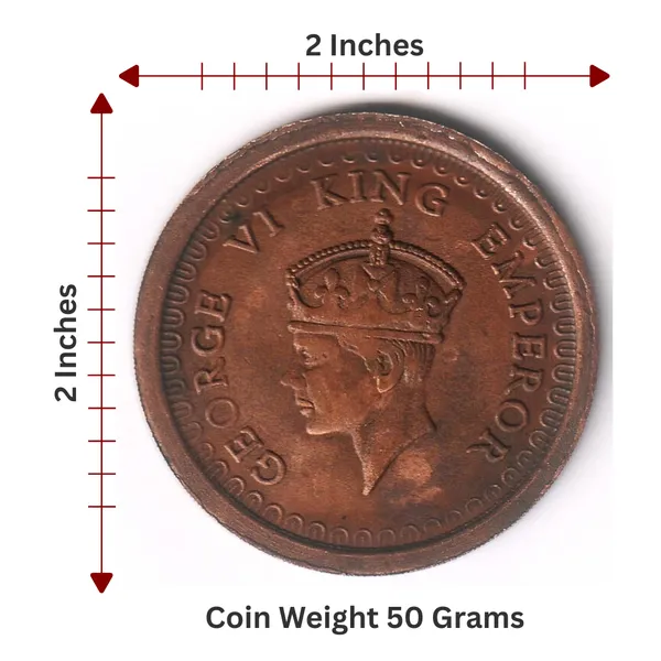 50_Grams_1_Anna_1818_King_George_6Th_India_Copper_Old_Coin