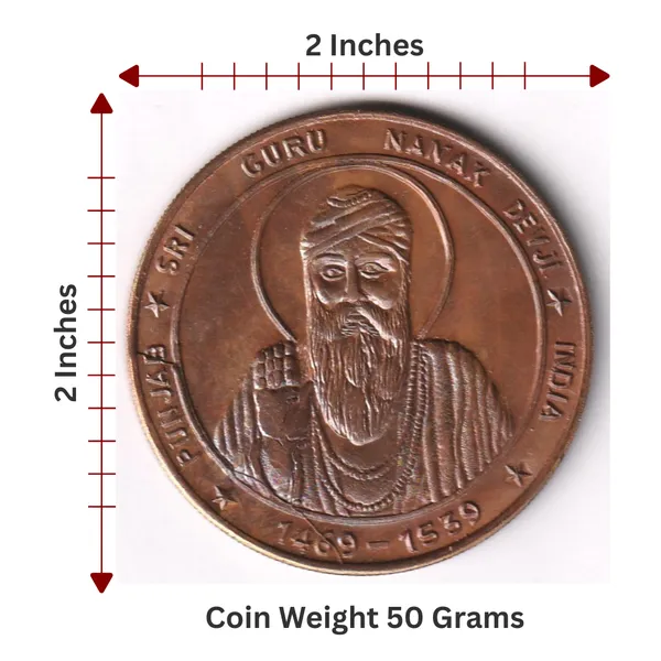 50_Grams_1_Anna_1818_Sri_Guru_Nanak_Ji_India_Copper_Old_Coin