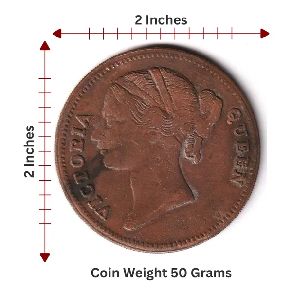 50_Grams_1_Anna_1818_Victoria_Queen_Head_India_Copper_Old_Coin