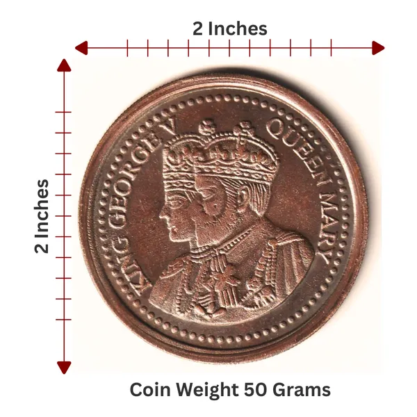 50_Grams_1_Anna_1818_King_George_V_&_Queen_Mary_India_Copper_Old_Coin