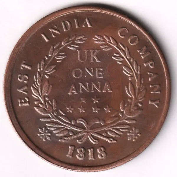 50_Grams_1_Anna_1818_King_George_V_&_Queen_Mary_India_Copper_Old_Coin