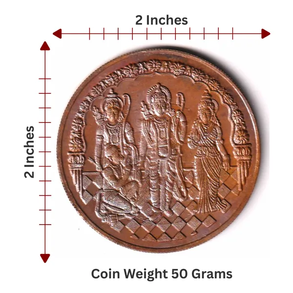 50_Grams_1_Anna_1818_Ram_Sita_Laxman_&_Hanuman_India_Copper_Old_Coin