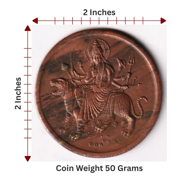 50_Grams_1_Anna_1818_Sherawali_Mata_India_Copper_Old_Coin