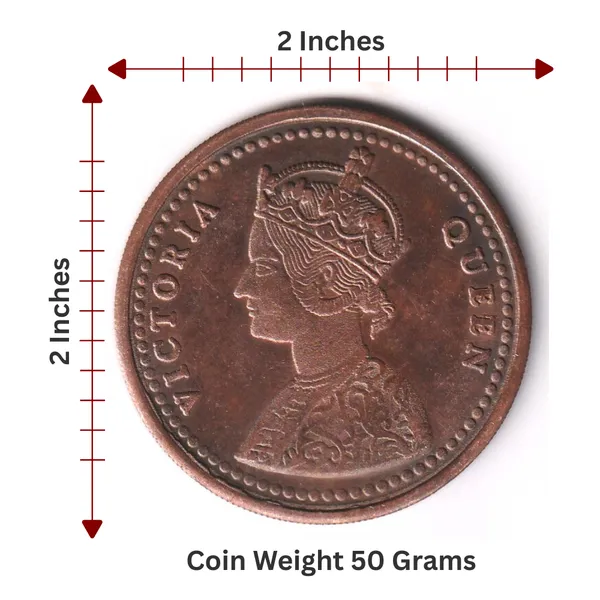 50_Grams_1_Anna_1818_Victoria_Queen_India_Copper_Old_Coin
