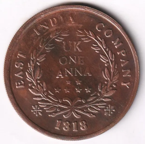 50_Grams_1_Anna_1818_Victoria_Queen_India_Copper_Old_Coin