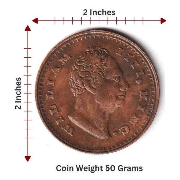 50_Grams_1_Anna_1818_King_William_India_Copper_Old_Coin