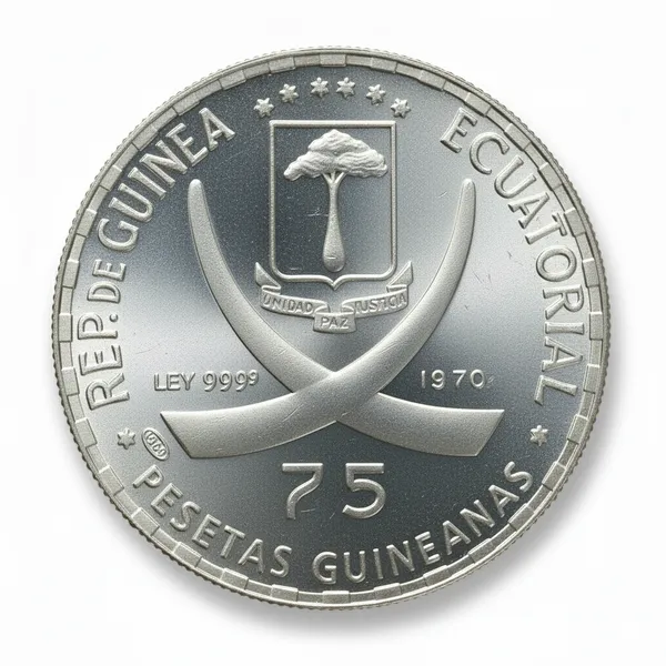 Silver-_Plated_75_Pesetas_Guineanas_1970_Birth_Of_Mahatma_Gandhi_Guinea_Old_Coin