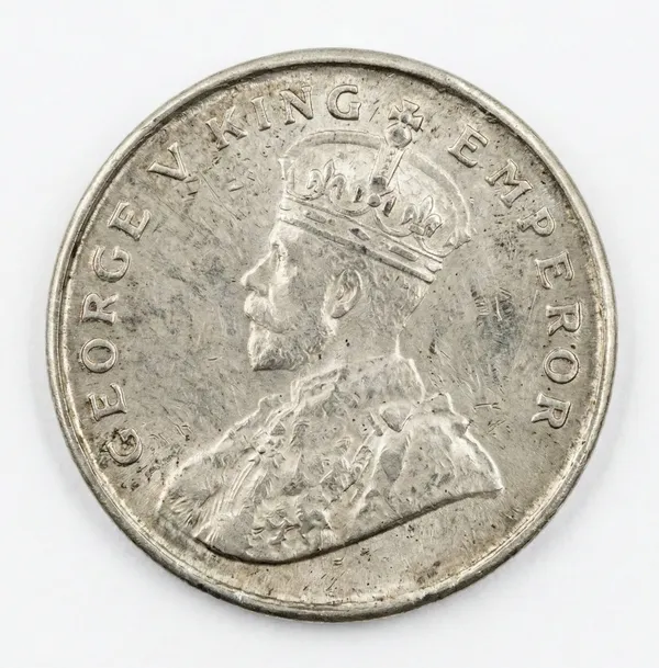 8_Anna_1919_King_George_V_British_India_Old_Coin