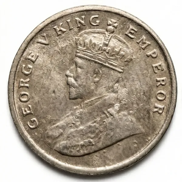 8_Anna_1920_King_George_V_British_India_Old_Coin