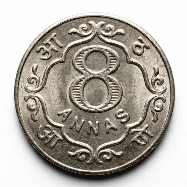 8_Anna_K.V._Pendharker_Bombay_India_Pattern_Fancy_Old_Coin