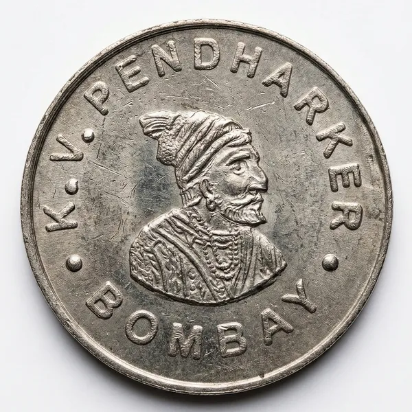 8_Anna_K.V._Pendharker_Bombay_India_Pattern_Fancy_Old_Coin
