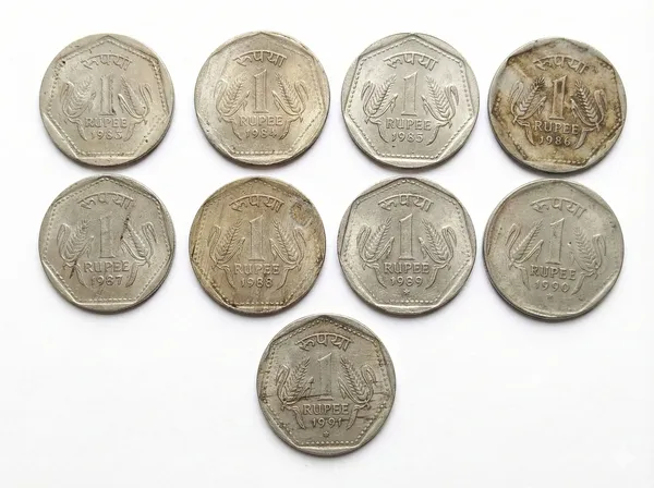 Rare_1983-1991_All_Year_1_Rupee_India_Old_And_Rare_9_Coins_Pack