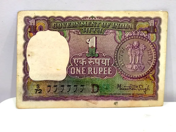 777777_Fancy_Series_1_Rupee_(Random_Year)_India_old_Blue_Note