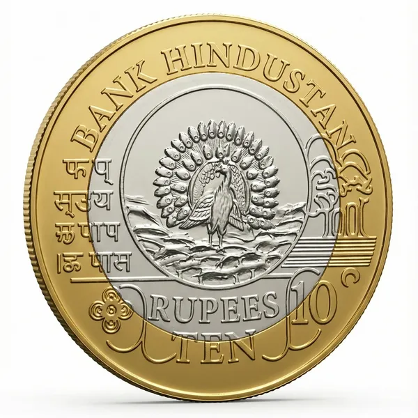 Silver-Plated__&_Gold_Plated_Bi-Metallic_10_Rupees_1989_Peacock_India_Coin