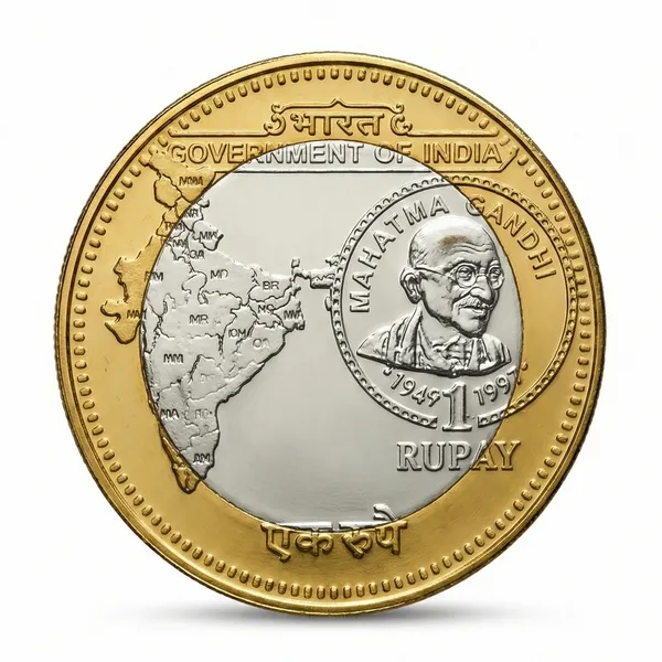Silver-Plated_&_Gold_Plated_Bi-Metallic_1_Rupay_1949-97_Mahatma_Gandhi_India_Coin
