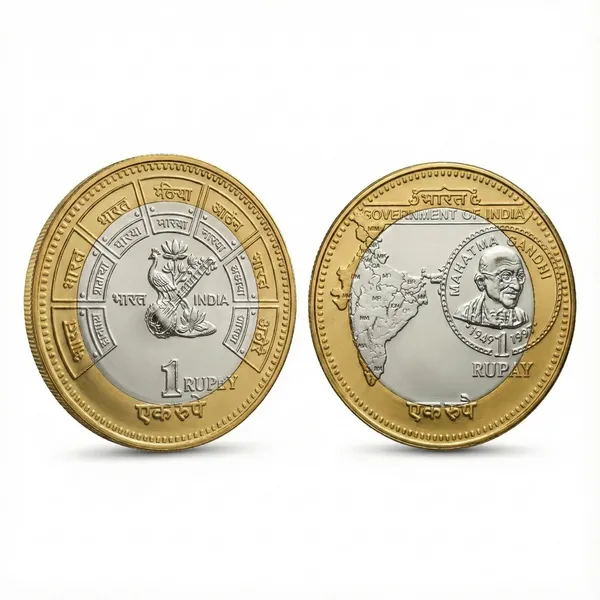 Silver-Plated_&_Gold_Plated_Bi-Metallic_1_Rupay_1949-97_Mahatma_Gandhi_India_Coin