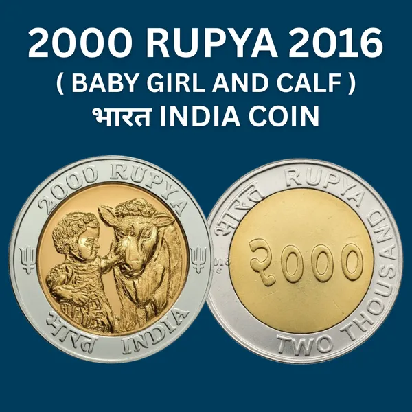 2000_Rupees_2016_Baby_Girl_&_Cow_Animal_Love_India_Fantasy_Limited_Rare_Silver--Plated_&_Gold-plated_Coin