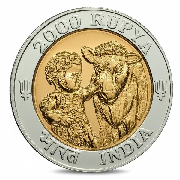 2000_Rupees_2016_Baby_Girl_&_Cow_Animal_Love_India_Fantasy_Limited_Rare_Silver--Plated_&_Gold-plated_Coin