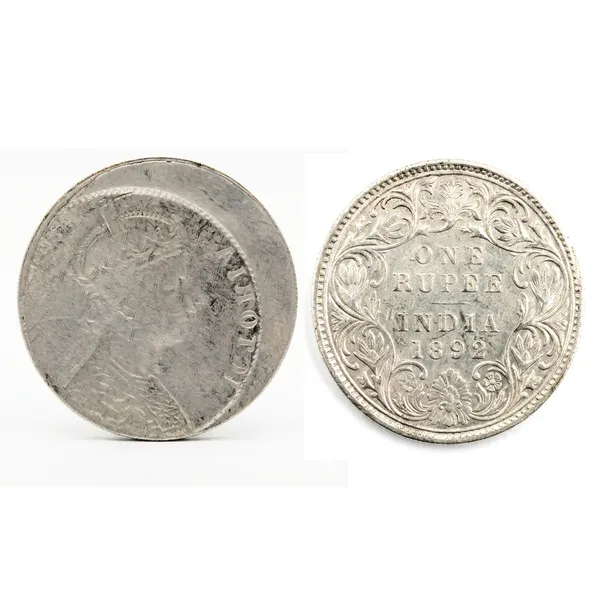 Brockage_Error_1_Rupee_Victoria_Queen_British_India_Old_Fancy_Coin