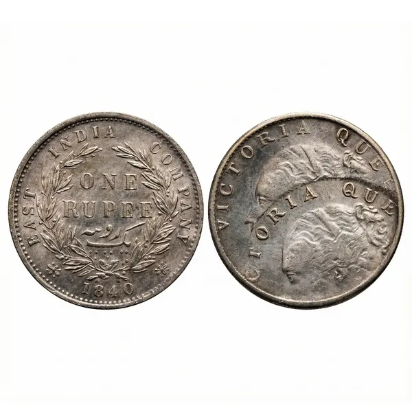 Brockage_Error_1_Rupee_1840_Victoria_Queen_British_India_Old_Fancy_Coin