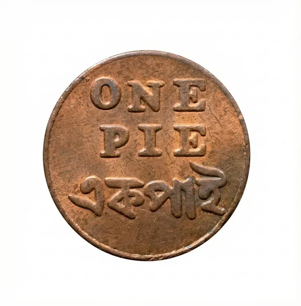 Brockage_Error_1_Pie_1831-1835_Bengal_Presidency_British_India_Old_Fancy_Coin