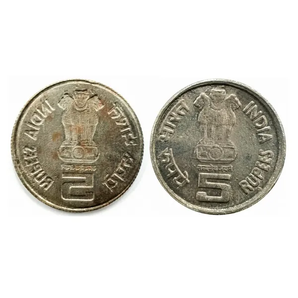 Brockage_Front_Error_5_Rupees_India_Old_Fancy_Coin