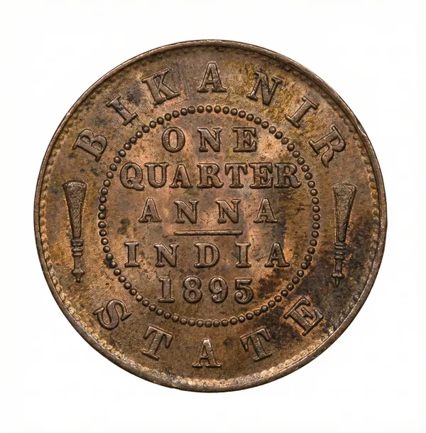 Bikaner_State_1_Quarter_Anna_1895_Victoria_British_India_Old_Coin
