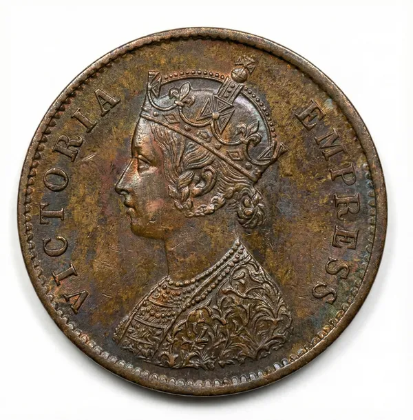 Bikaner_State_1_Quarter_Anna_1895_Victoria_British_India_Old_Coin