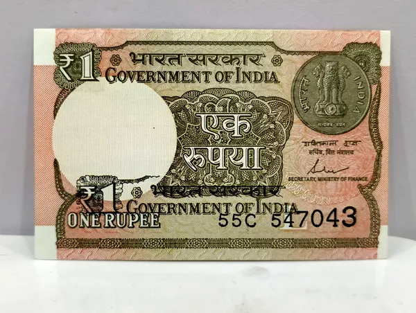 Rare_1_Rupee_(Random_Year)_Double_Print_on_front_Error,_India_old_Pink_Note