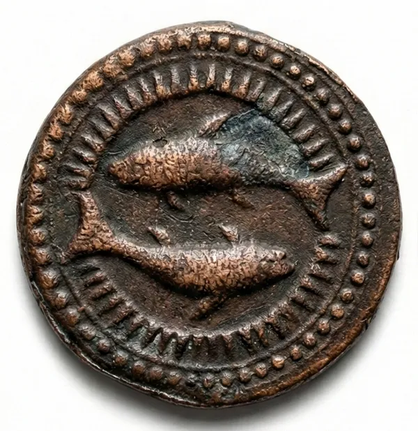 Pisces/Fish_Zodiac_Sign_Ancient_India_Old_Copper_Coin