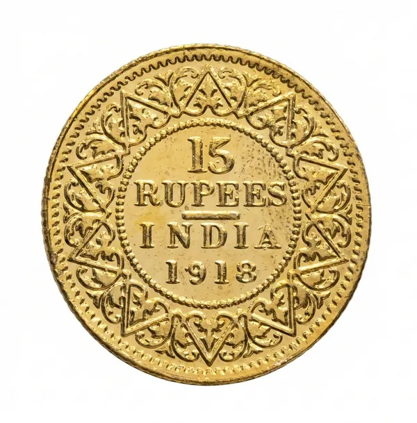 Gold_Plated_15_Rupees_1918_King_George_V_British_India_Fantasy_Coin