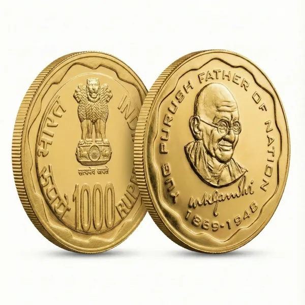 Gold_Plated_50_Grams_1000_Rupees_1869-1948_Mahatma_Gandhi_Fantasy_Coin